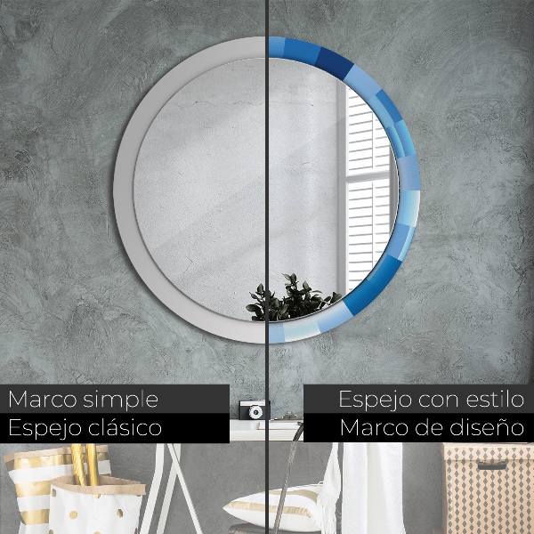 Round wall mirror design Blue abstract