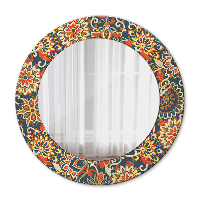 Round mirror frame with print Flower year illustration