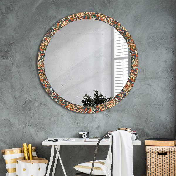 Round mirror frame with print Flower year illustration