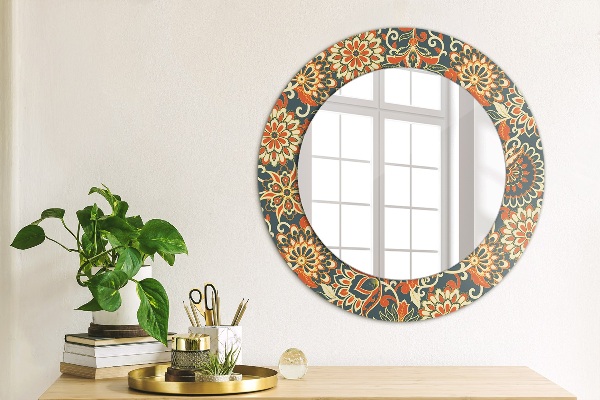Round mirror frame with print Flower year illustration