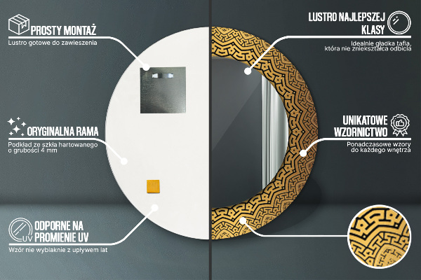Round printed mirror Greek ornament