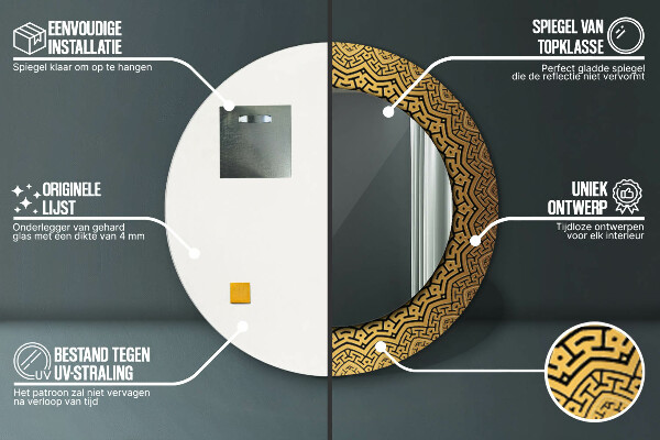 Round printed mirror Greek ornament