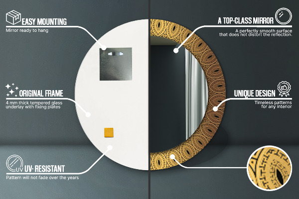 Round printed mirror Greek ornament