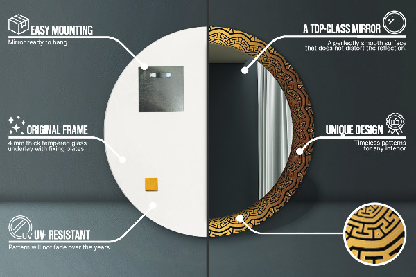 Round printed mirror Greek ornament