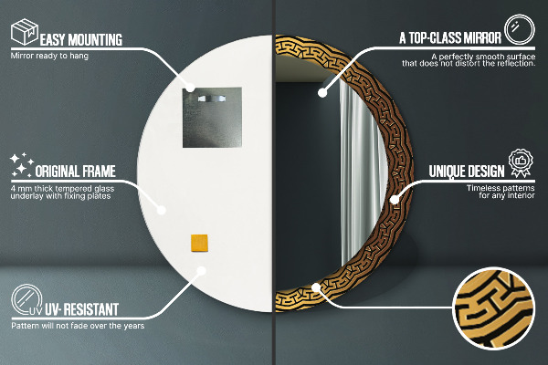 Round printed mirror Greek ornament