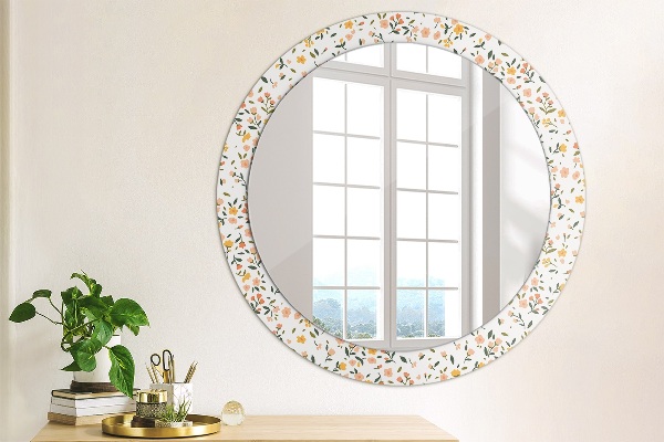 Round printed mirror Small sweet flowers