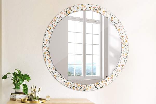 Round printed mirror Small sweet flowers