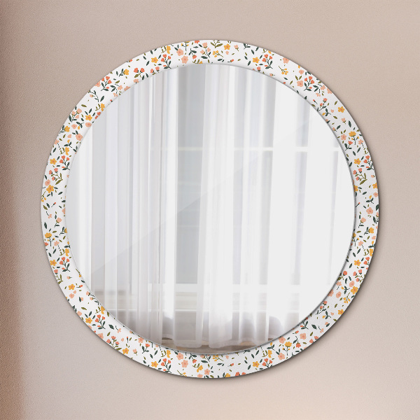 Round printed mirror Small sweet flowers