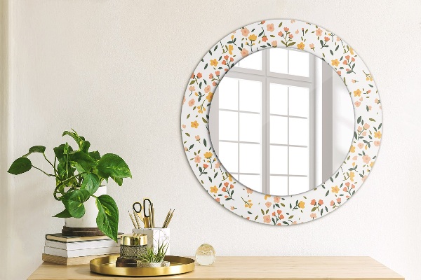 Round printed mirror Small sweet flowers
