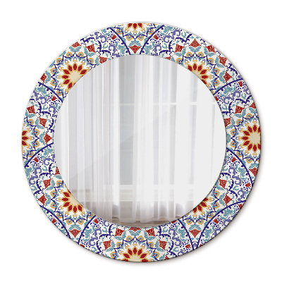 Round wall mirror decor Oriental colorful composition