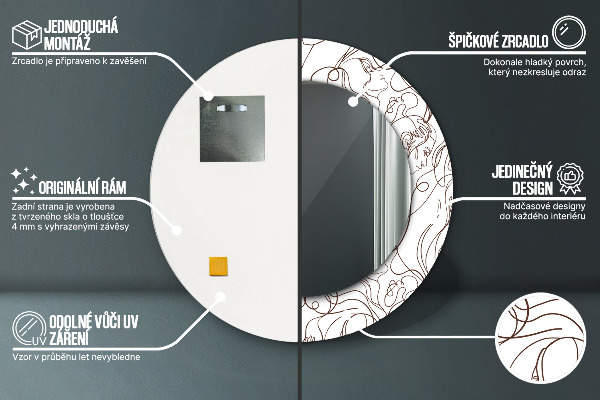 Round wall mirror decor Art lines