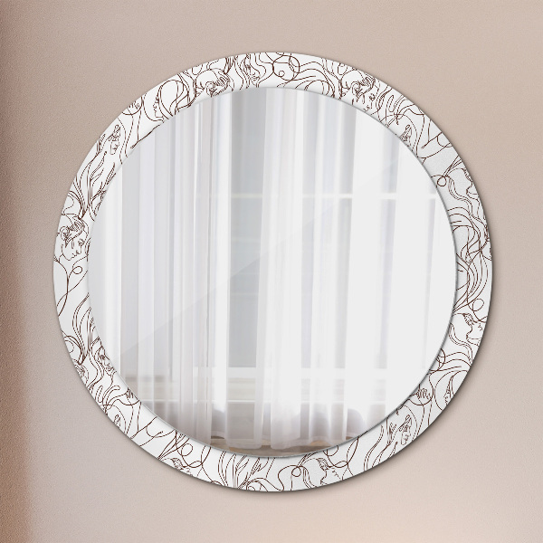 Round wall mirror decor Art lines