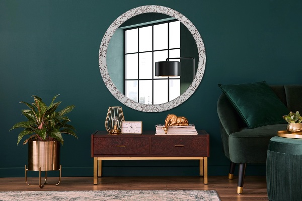 Round wall mirror decor Art lines