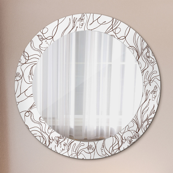 Round wall mirror decor Art lines