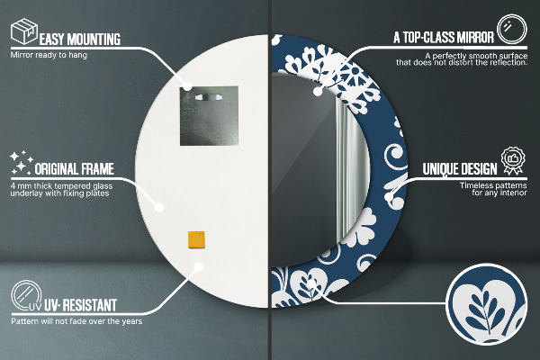 Round decorative mirror Paisley composition