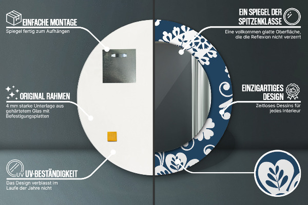 Round decorative mirror Paisley composition