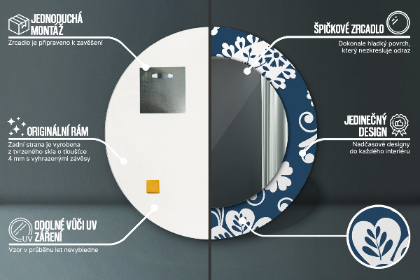 Round decorative mirror Paisley composition