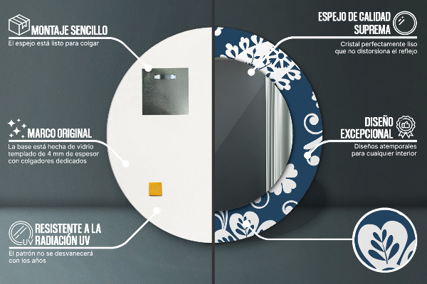 Round decorative mirror Paisley composition