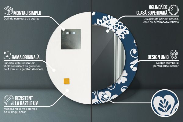 Round decorative mirror Paisley composition