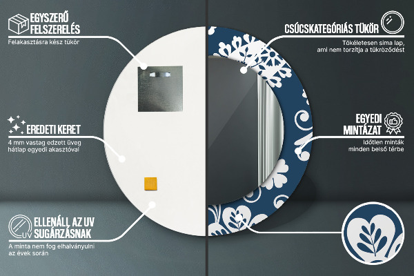 Round decorative mirror Paisley composition