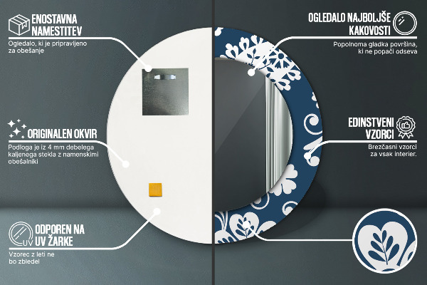 Round decorative mirror Paisley composition