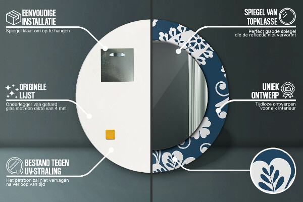 Round decorative mirror Paisley composition