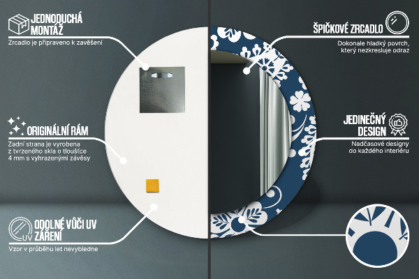 Round decorative mirror Paisley composition