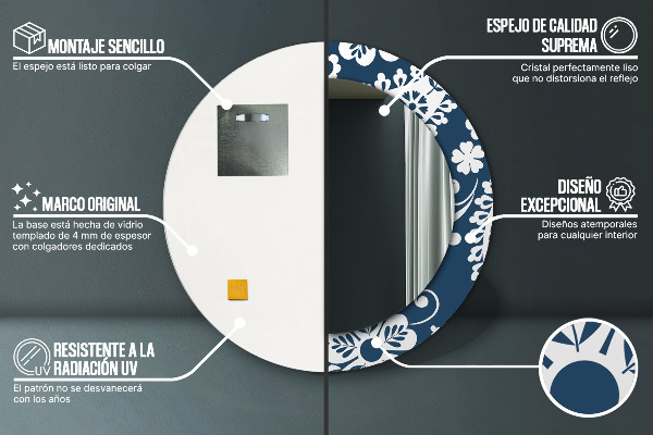 Round decorative mirror Paisley composition