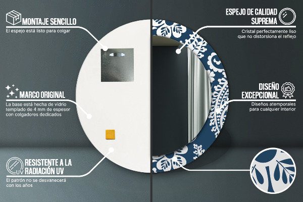 Round decorative mirror Paisley composition