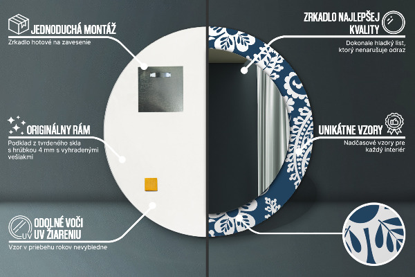 Round decorative mirror Paisley composition