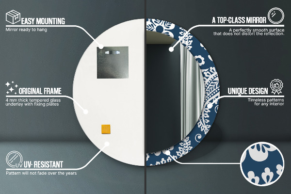 Round decorative mirror Paisley composition