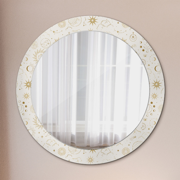 Round mirror frame with print Mystical esoteric pattern