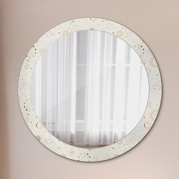 Round mirror frame with print Mystical esoteric pattern