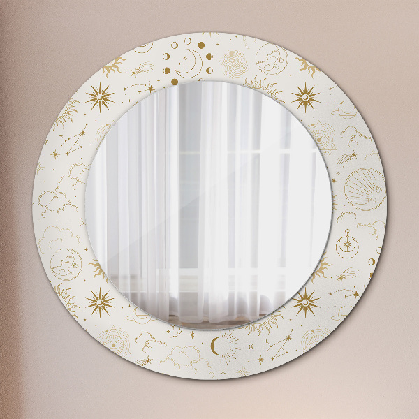 Round mirror frame with print Mystical esoteric pattern