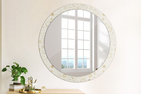 Round mirror frame with print Mystical esoteric pattern