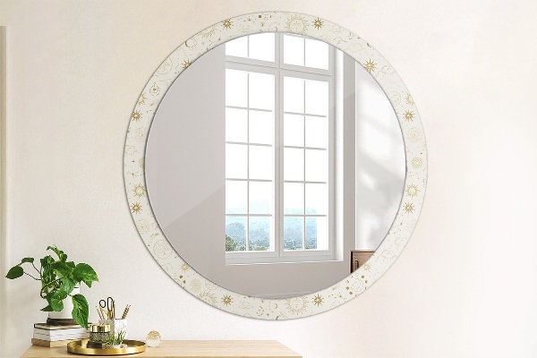 Round mirror frame with print Mystical esoteric pattern
