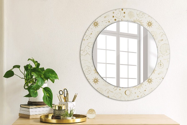Round mirror frame with print Mystical esoteric pattern