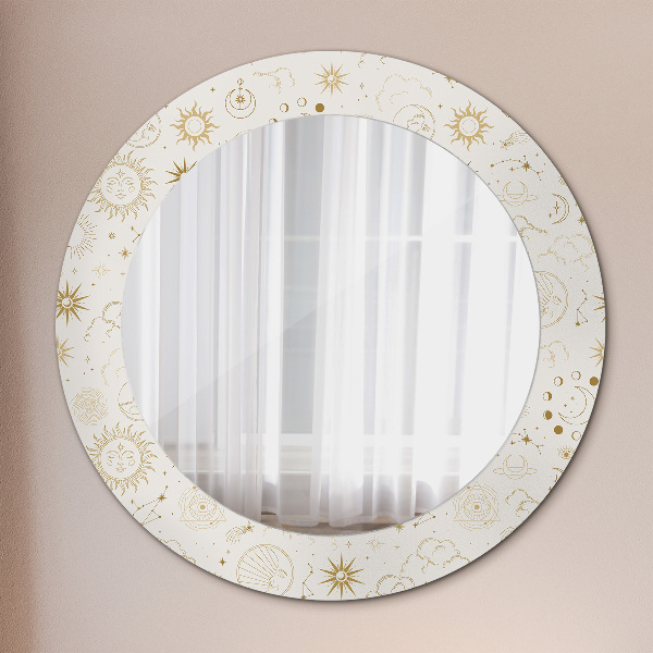 Round mirror frame with print Mystical esoteric pattern
