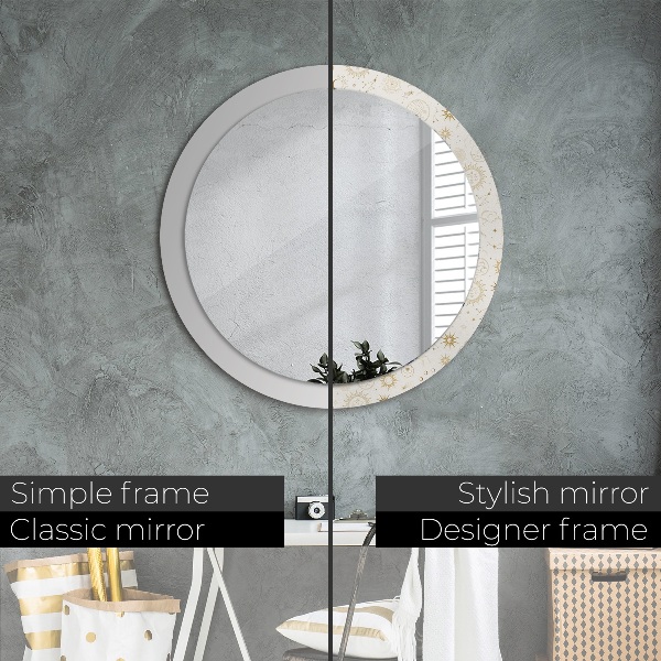 Round mirror frame with print Mystical esoteric pattern