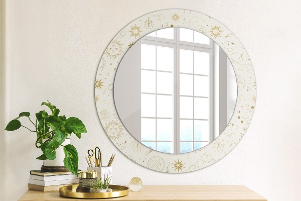 Round mirror frame with print Mystical esoteric pattern