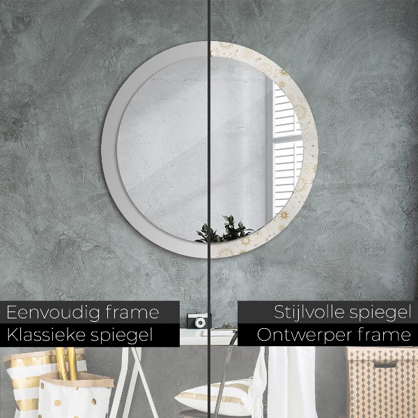 Round mirror frame with print Mystical esoteric pattern