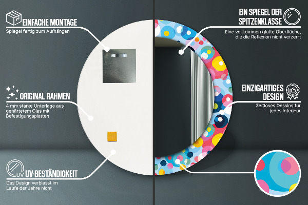 Round wall mirror design Colorful thorns