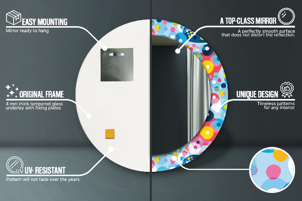 Round wall mirror design Colorful thorns