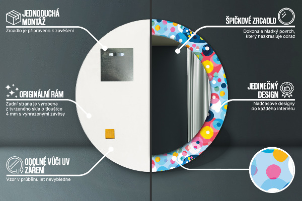 Round wall mirror design Colorful thorns