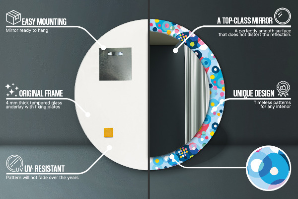 Round wall mirror design Colorful thorns