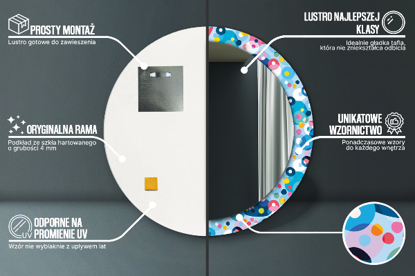 Round wall mirror design Colorful thorns