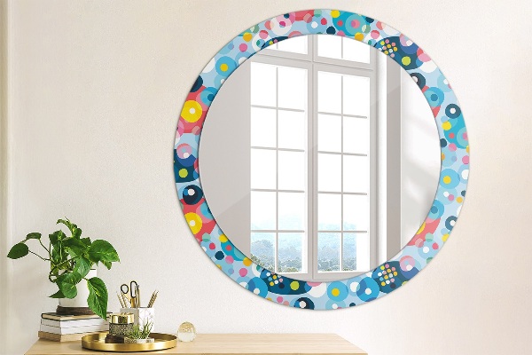 Round wall mirror design Colorful thorns