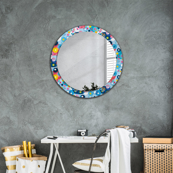 Round wall mirror design Colorful thorns