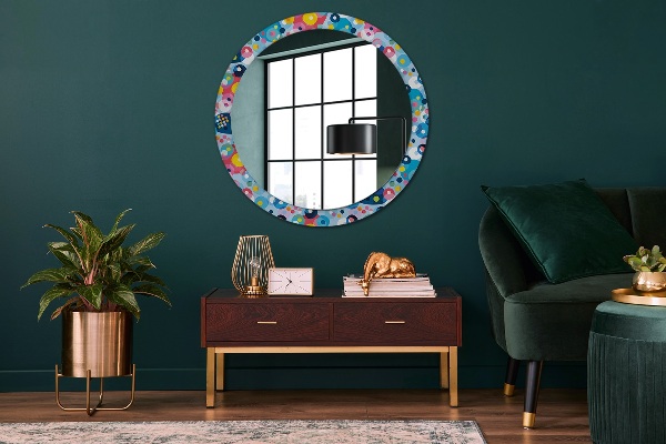 Round wall mirror design Colorful thorns