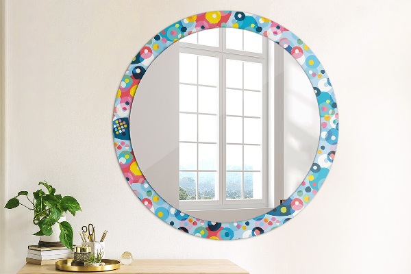 Round wall mirror design Colorful thorns